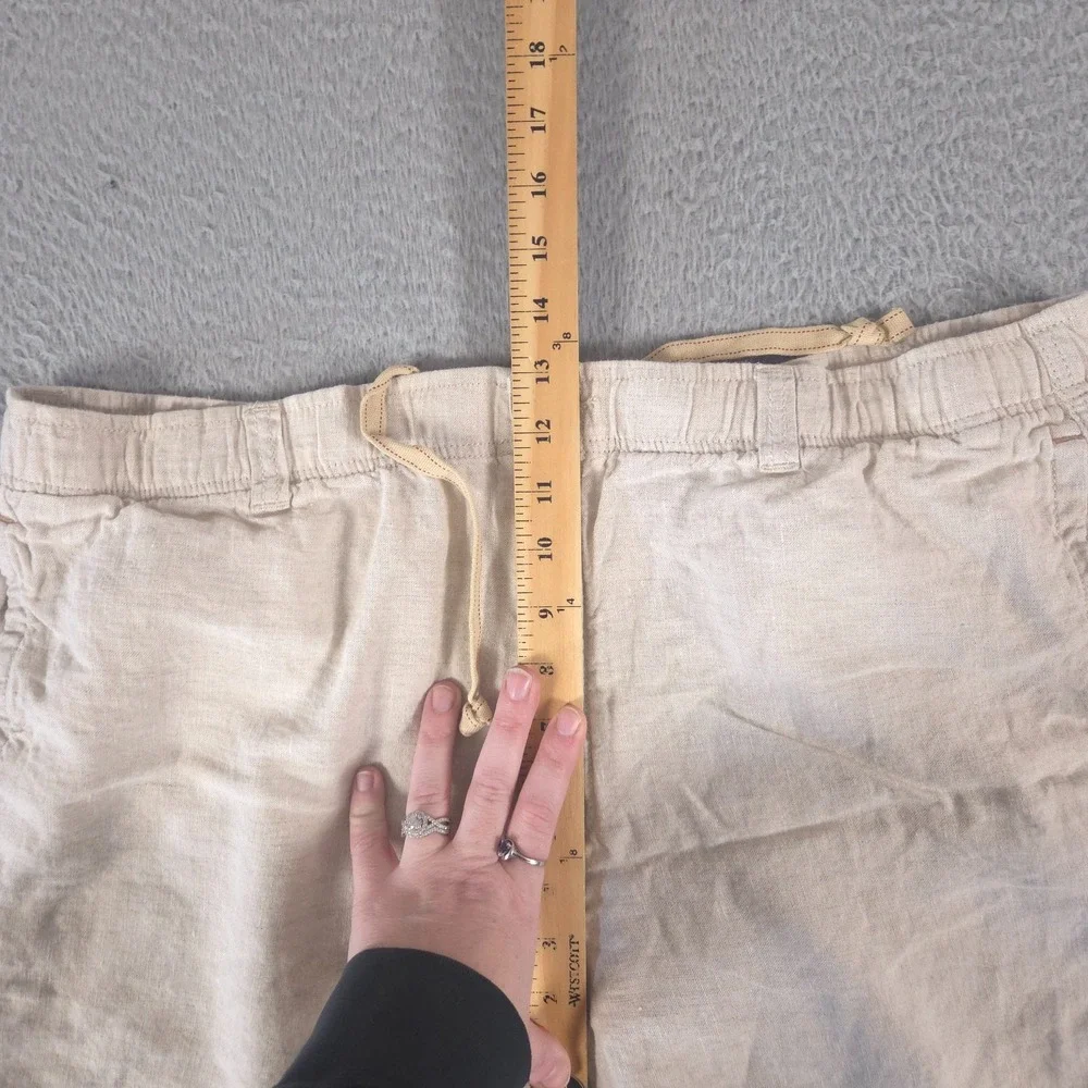 Tommy Bahama Pants Mens Large Beige Relax 100% Linen Drawstring Slacks Trousers